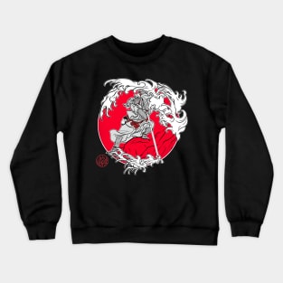 Warrior monkey and Japanese waves Crewneck Sweatshirt